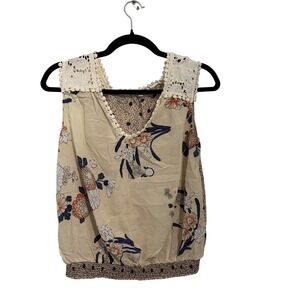 Anthropologie Leifnotes Field Biology Floral Lacey Flirty Bohemian Top Size 4